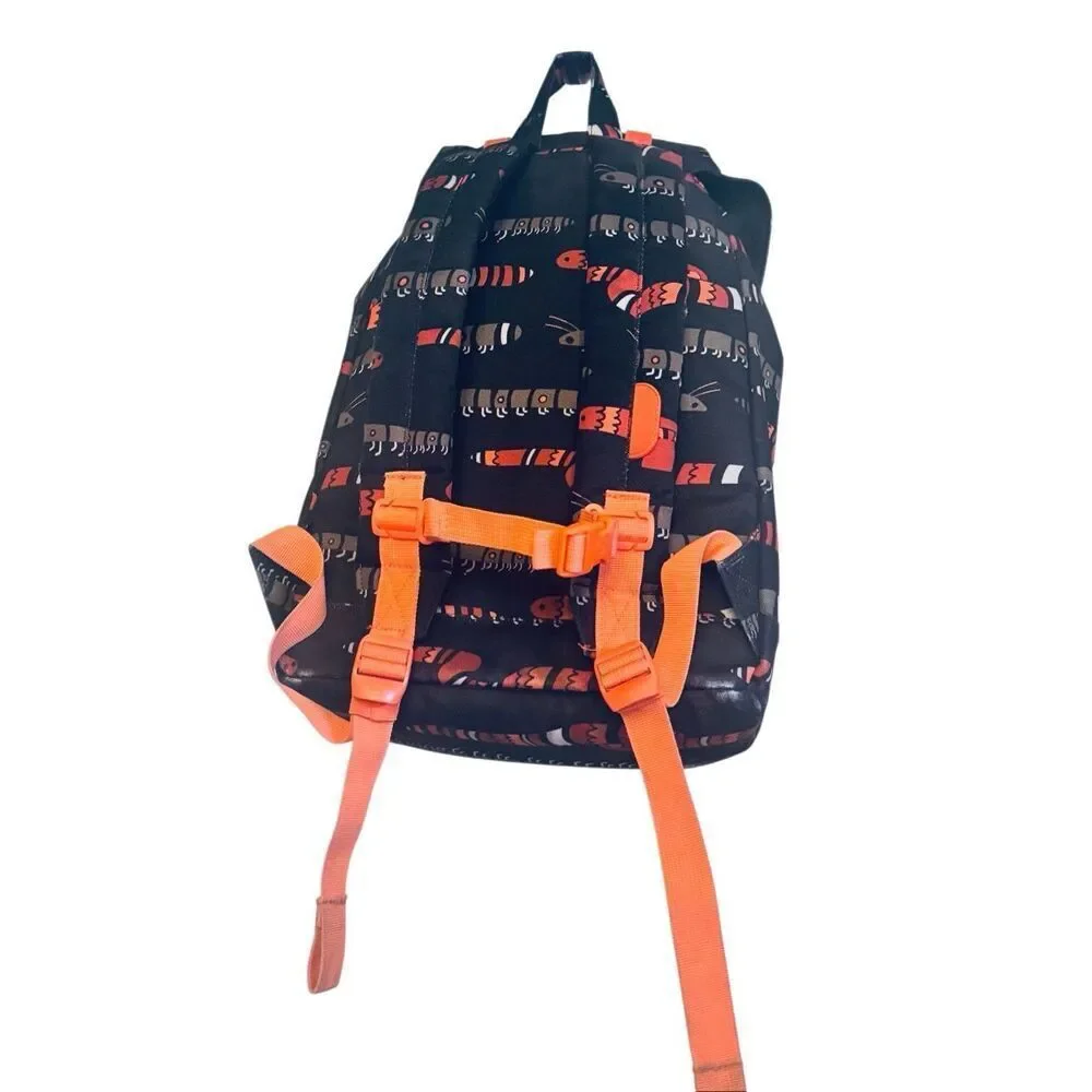 Herschel Supply Co Caterpillar Print Backpack Little America Style Black Orange